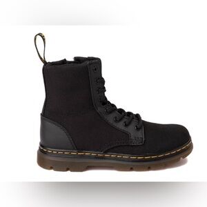 Doc Dr Martens Boots Combs J Combat Lace Up Black Canvas Zip Youth Kids Sz 3